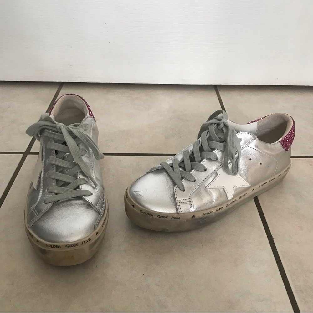 Golden Goose Hi Star Silver Metalic Sneakers